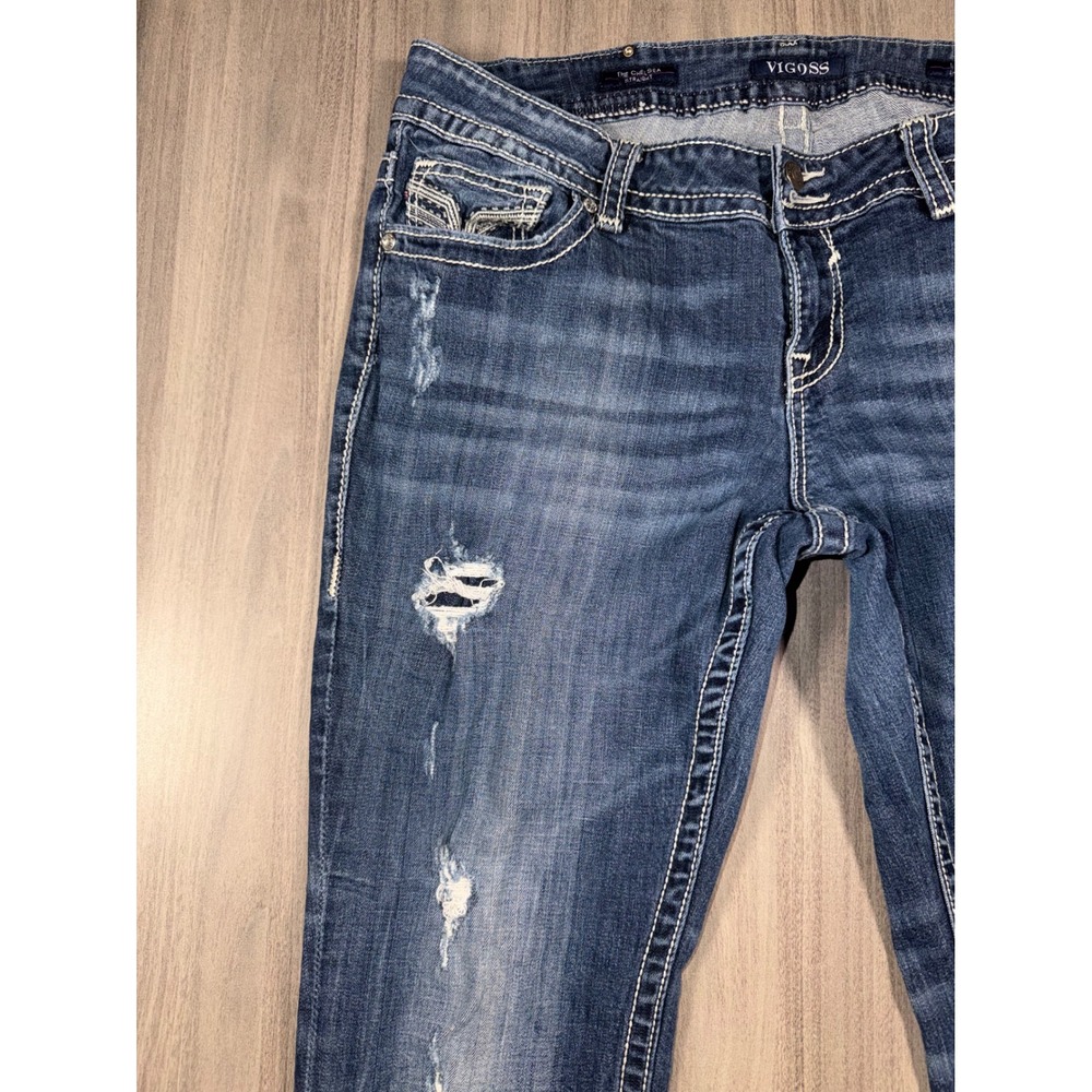 Vigoss The Chelsea Straight Leg Distressed Jeans Medium Wash 16 L 31 D7 - Picture 9 of 13